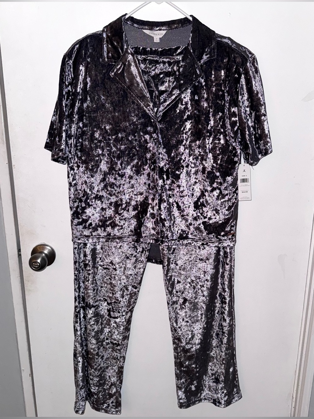 Danskin Now Crushed Velvet Women's Pajama Set Gray Size S